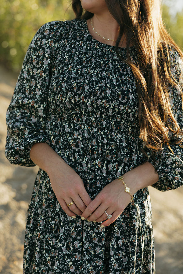 Lotus Dress-Black Floral