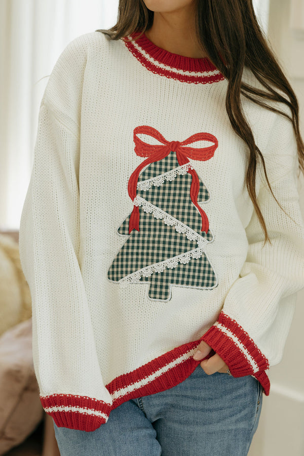 Festive Pine Sweater-Ivory