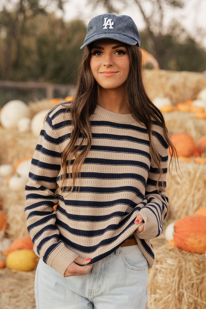 Kaysville Sweater-Oat/Navy