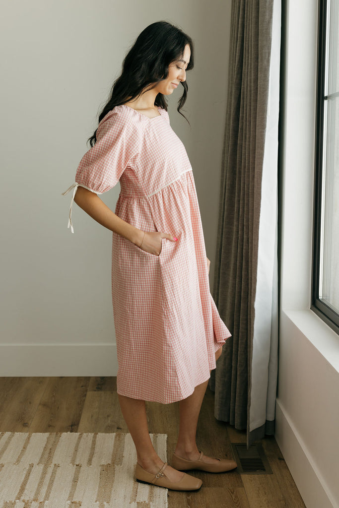 pink gingham dress ladies Jensyn Dress-Pink Gingham – Love Olive Co