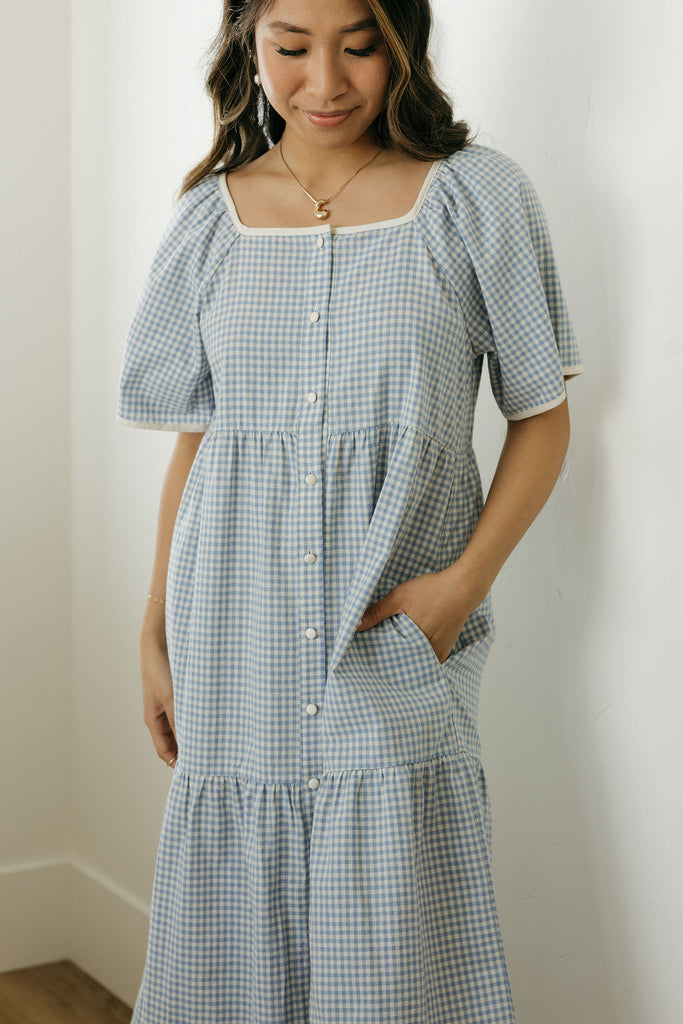 blue dress for baby girl Blue Gingham Midi Dress main image 1