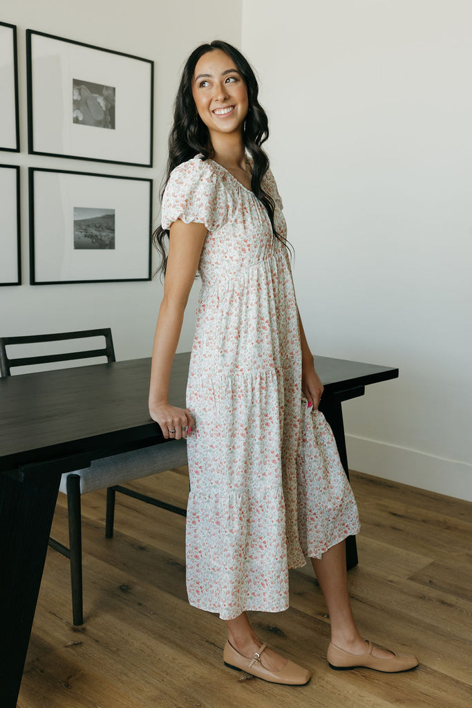 ivory floral dress Kylie Dress-Ivory Floral – Love Olive Co