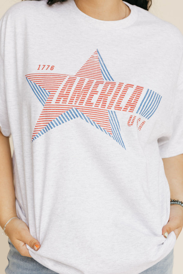 Retro America Tee-Heather Grey