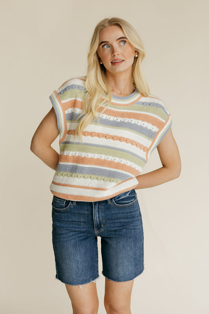 Brenna Top-Apricot Multi