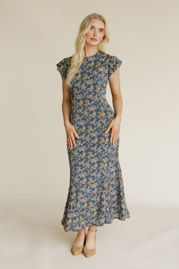 Vanessa Dress-Blue/Gold