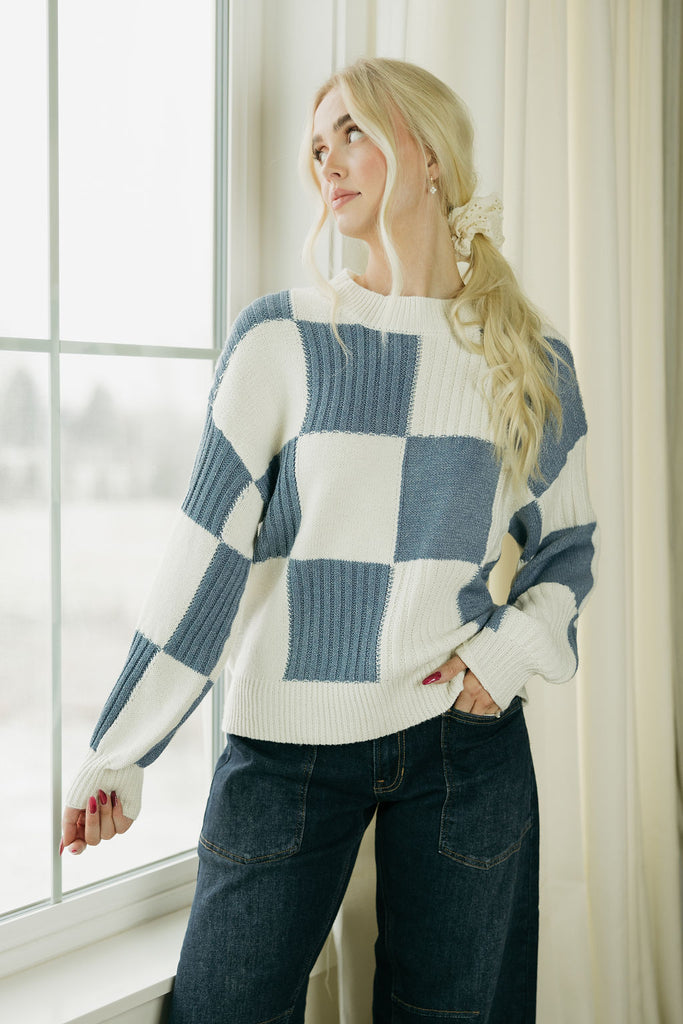 Erin Sweater-Blue/Ivory