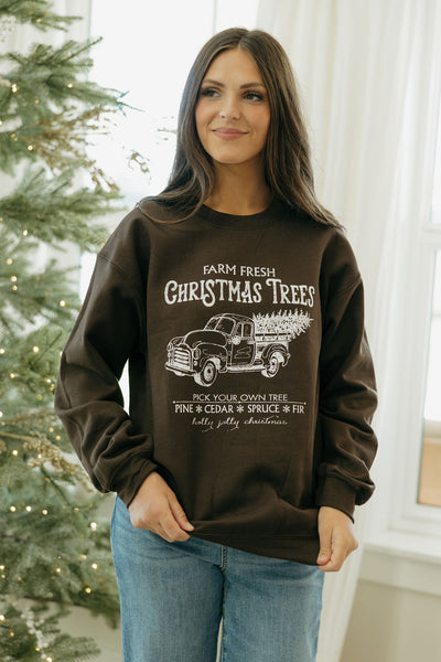 Farm Fresh Christmas Pullover-Brown