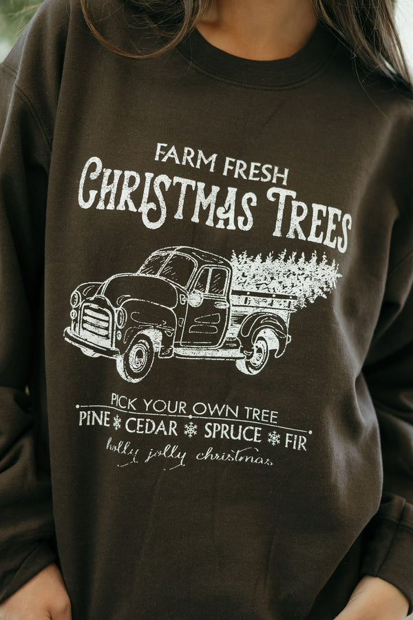 Farm Fresh Christmas Pullover-Brown
