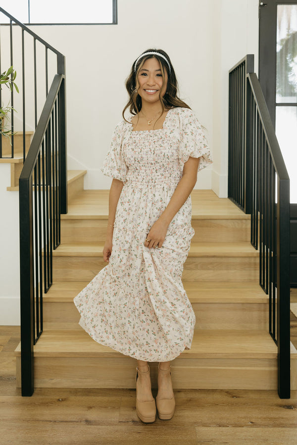 Belle Dress-Apricot Floral