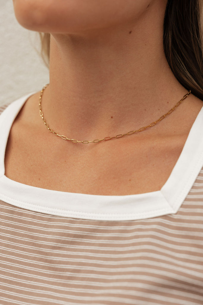 Penn Paperclip Chain Necklace-Gold