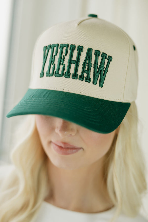 Yeehaw Trucker Hat-Dark Green