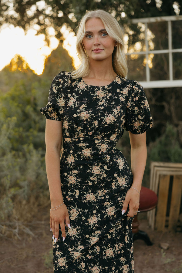 Celia Dress-Black Floral