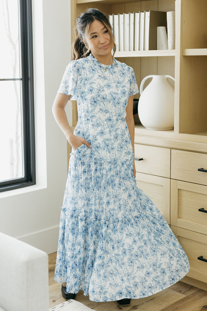 Rose Garden Dress-Blue Floral 2XL / Blue Rose Garden Dress-Blue Floral 2XL / Blue