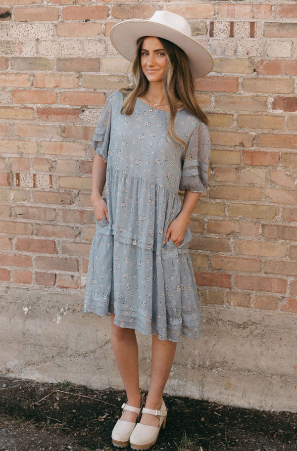 Jenifer Dress-Dusty Blue