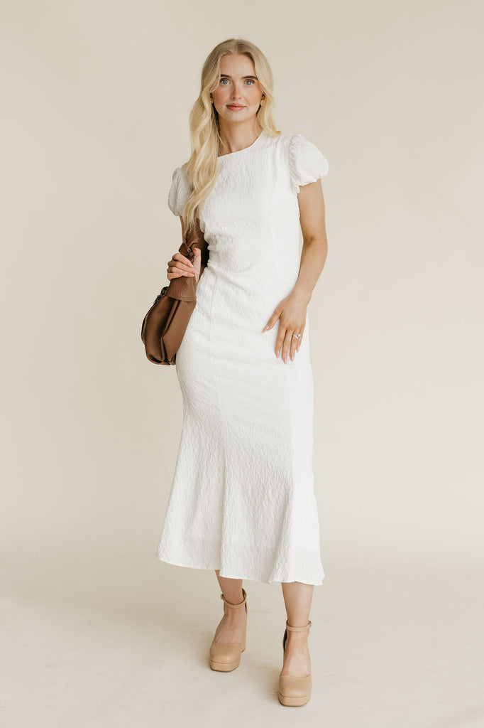 leona midi dress Leona - midi dress in subtle stretch fabric with embossing