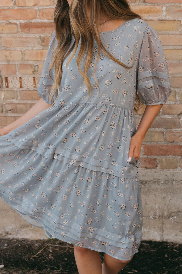 Jenifer Dress-Dusty Blue