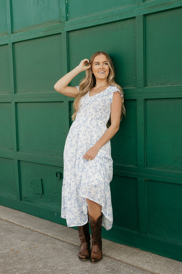 Briana Dress-Blue Floral