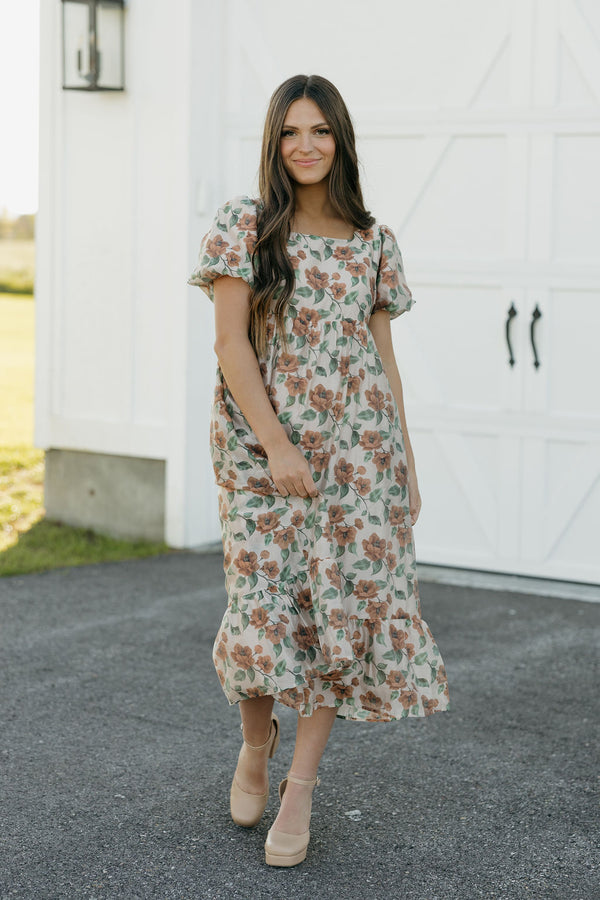 Grandview Dress-Taupe Floral