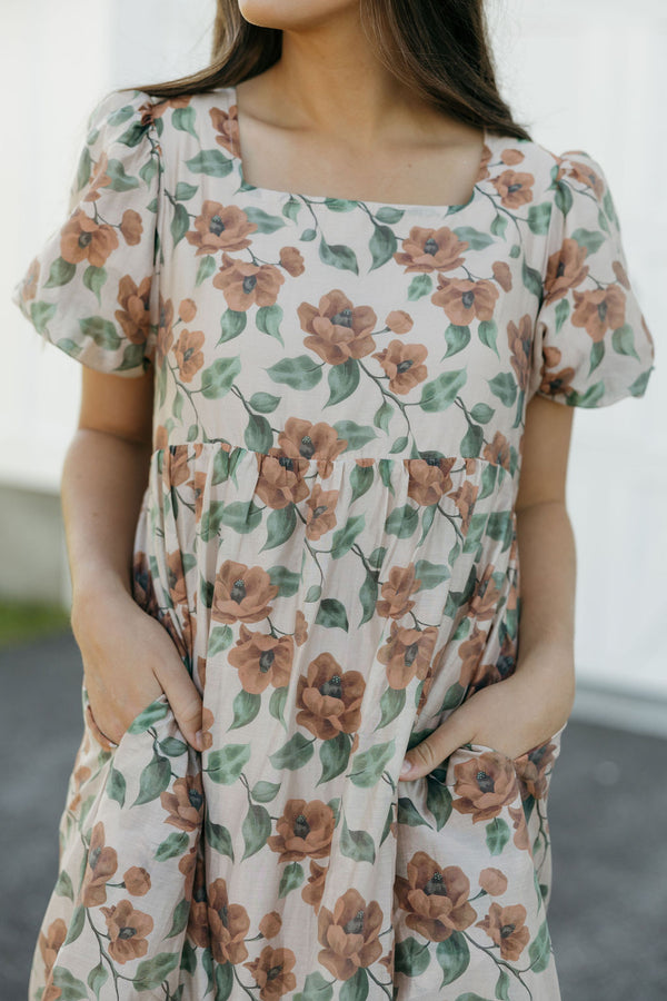 Grandview Dress-Taupe Floral