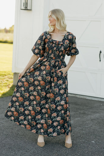 Kiera Dress-Black Floral
