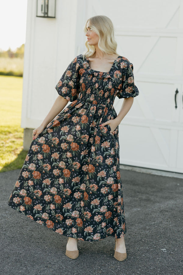 Kiera Dress-Black Floral