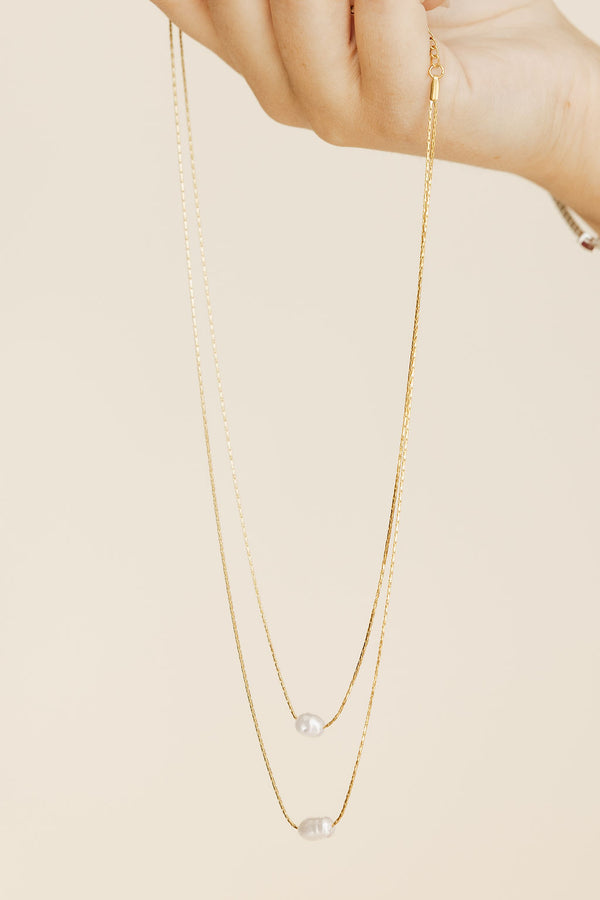 Celeste Pearl Necklace-Gold