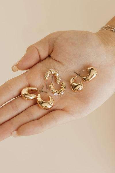 Bria Hoop Earring Set-Gold