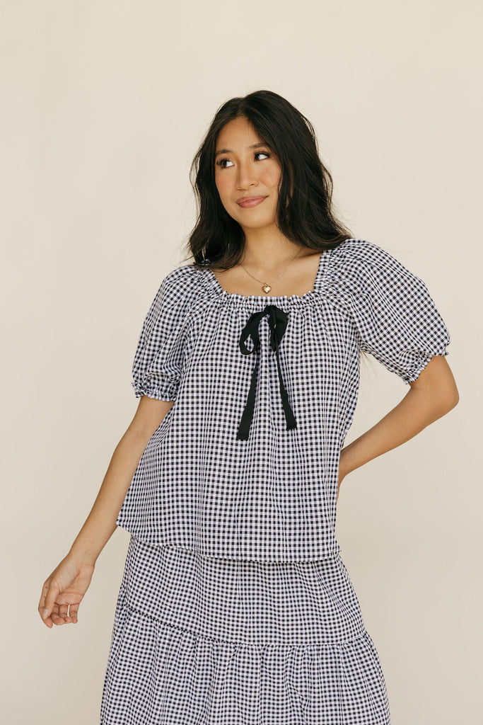 Betty Top-Black Gingham