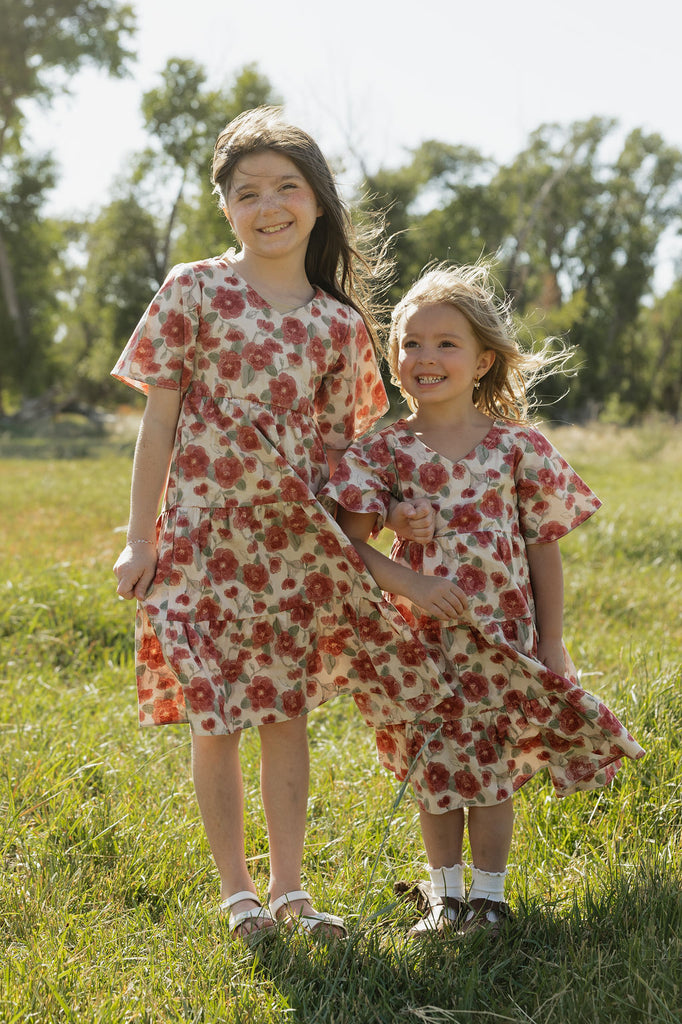 Little Girl's Briggs Dress-Red Floral