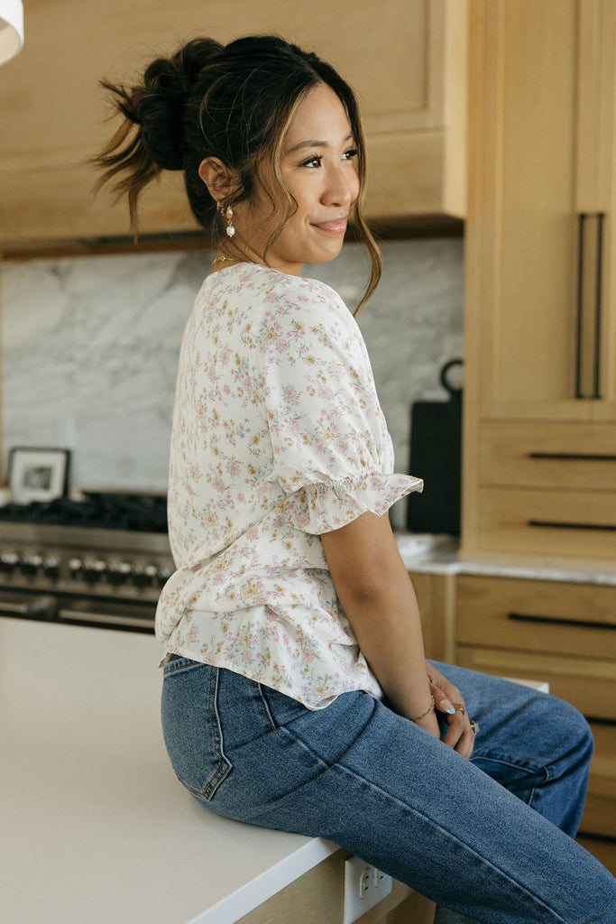 Sasha Top-Ivory Floral – Love Olive Co