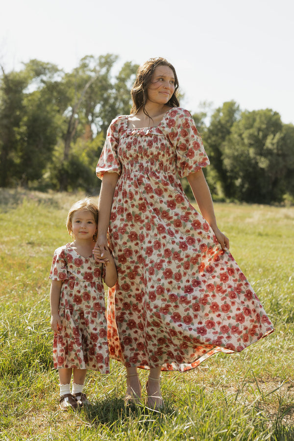 Little Girl's Briggs Dress-Red Floral