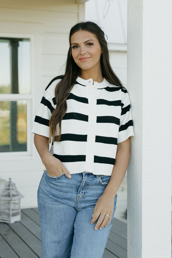 Aubrie Cardigan-White/Black