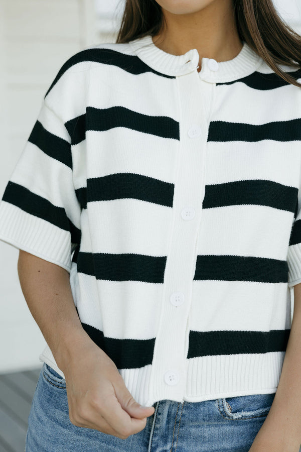 Aubrie Cardigan-White/Black
