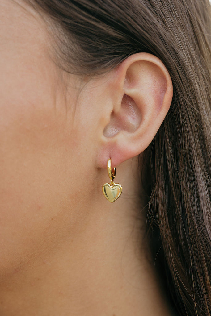 Solid Heart Huggie Hoop Earrings