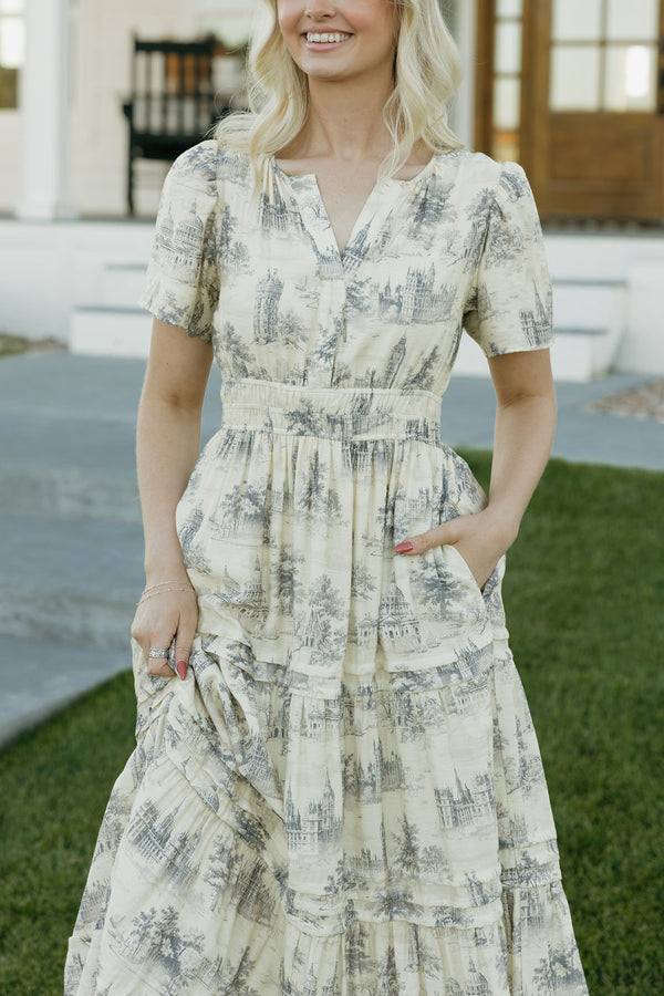 Caribbean Dress-Cream Multi