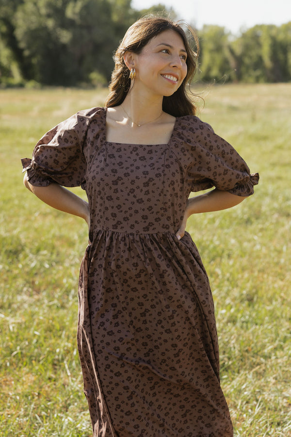 Adele Dress-Brown Floral