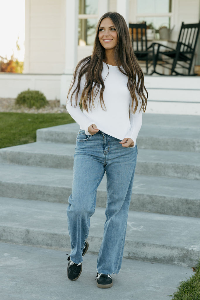 Double Layer Tee Long Sleeve-White – Love Olive Co