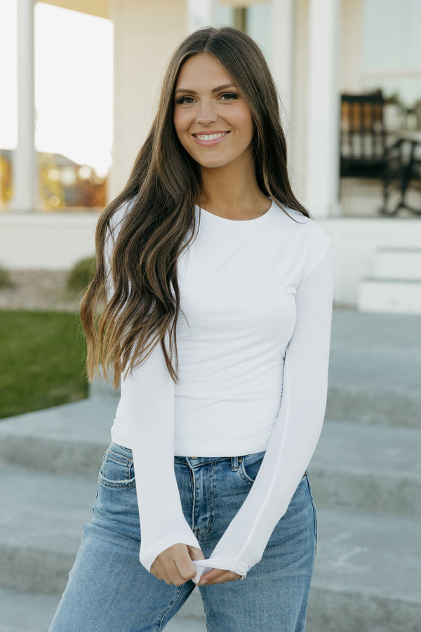 Double Layer Tee Long Sleeve-White