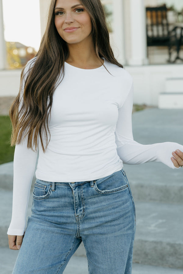 Double Layer Tee Long Sleeve-White