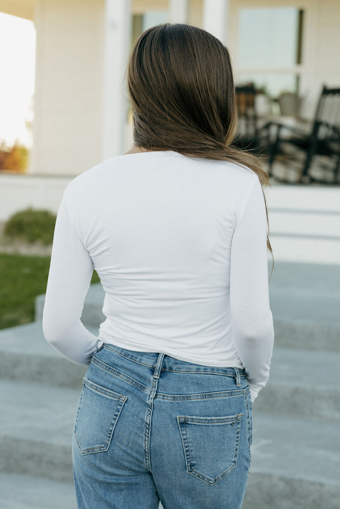 Double Layer Tee Long Sleeve-White – Love Olive Co