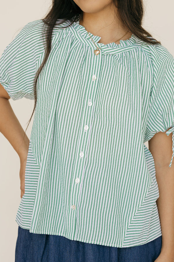 Ginny Top-Green Stripe