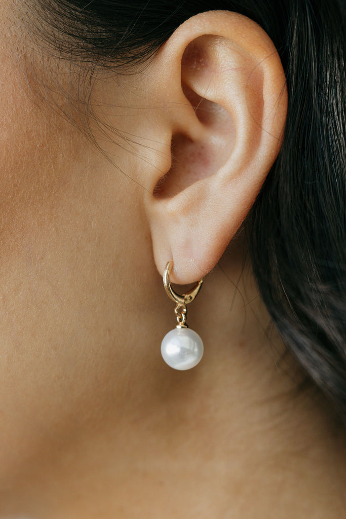 Parissa Pearl Hoop Earrings-Gold