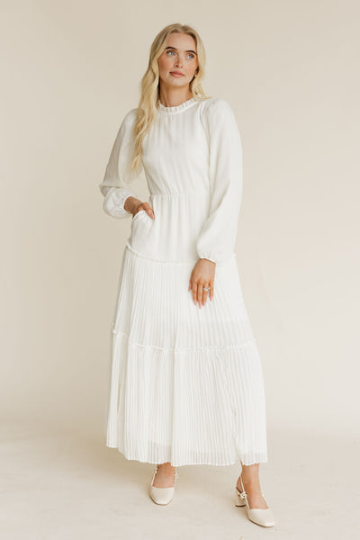 Rose Garden Dress Long Sleeve-White