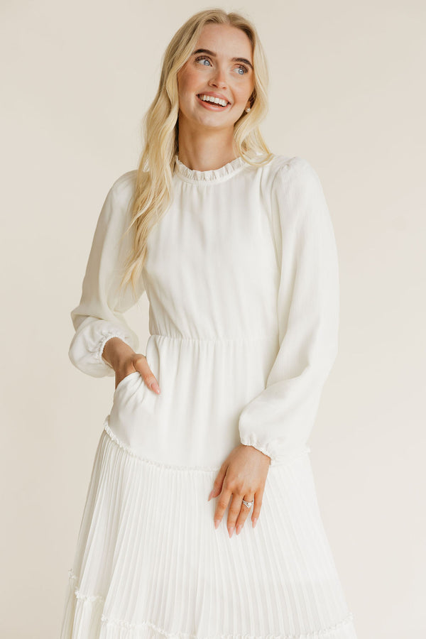 Rose Garden Dress Long Sleeve-White