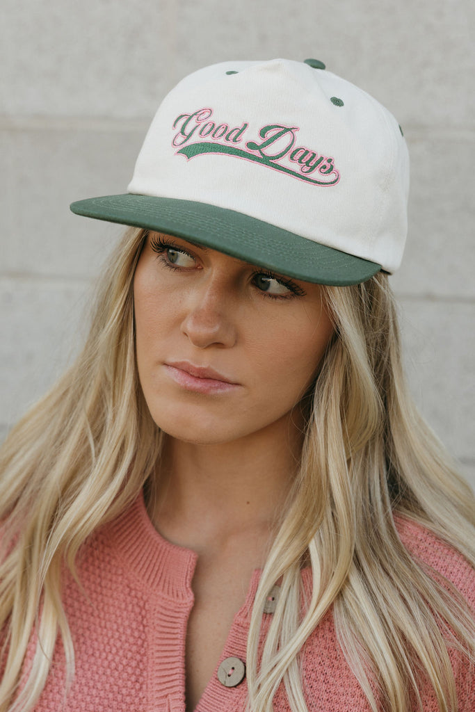 Good Days Varsity Hat-Ivory/Green