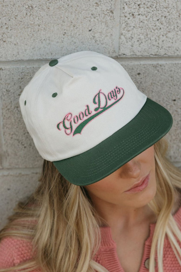 Good Days Varsity Hat-Ivory/Green