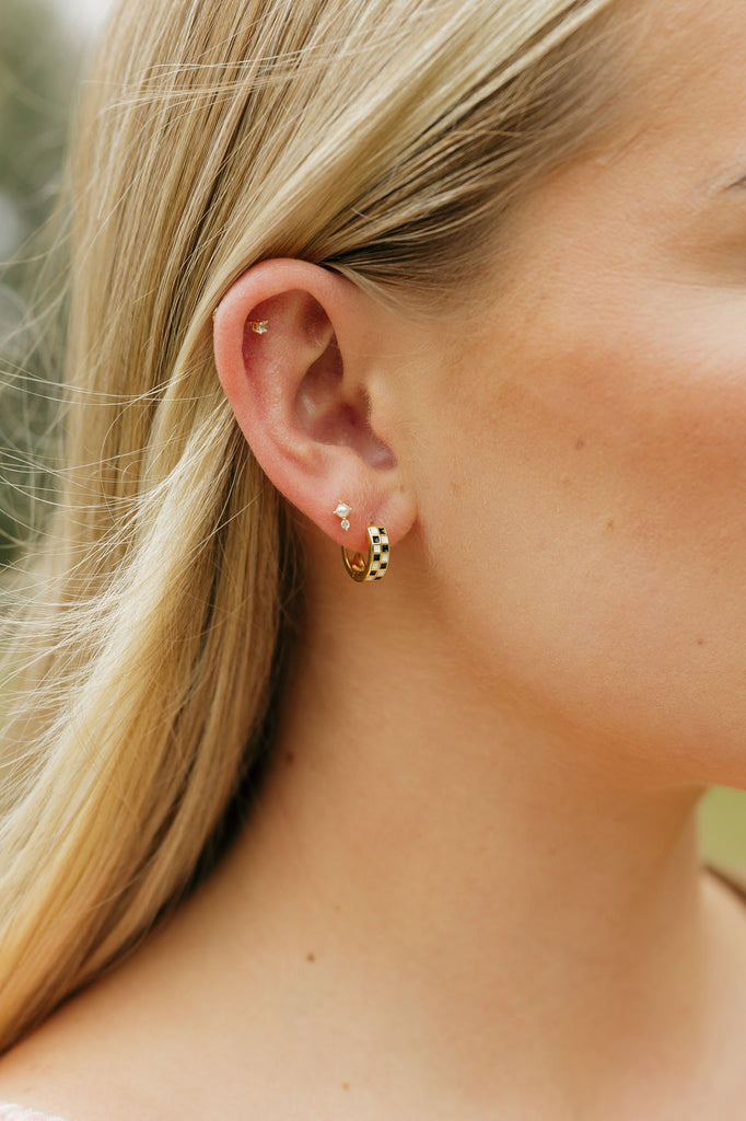 Stevie Earrings Black-24K Gold Filled