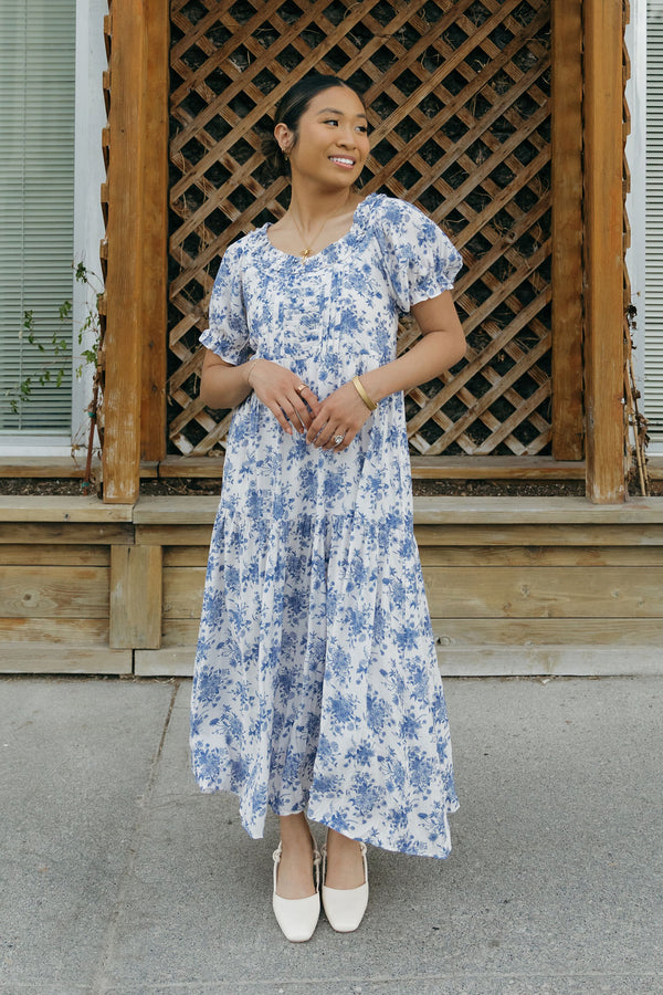 Emma Dress-Blue/Ivory