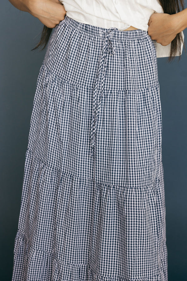Maria Skirt-Navy Gingham