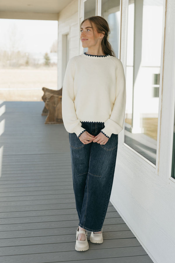 Lori Sweater-Ivory/Navy